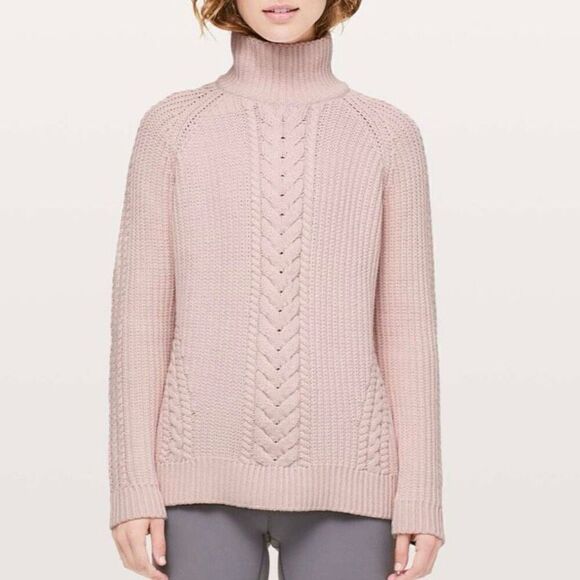 Lululemon Bring The Cozy Turtleneck Chunky Sweater Misty Pink Women 6 Cozy Thick - Picture 5 of 9